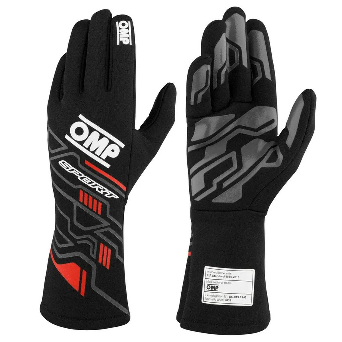 Guanti da guida da uomo OMP SPORT Nero/Rosso L