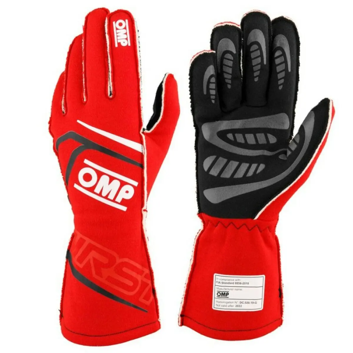 Guanti Karting OMP OMPIB0-0776-A01-061-L Rosso L FIA 8856-2018