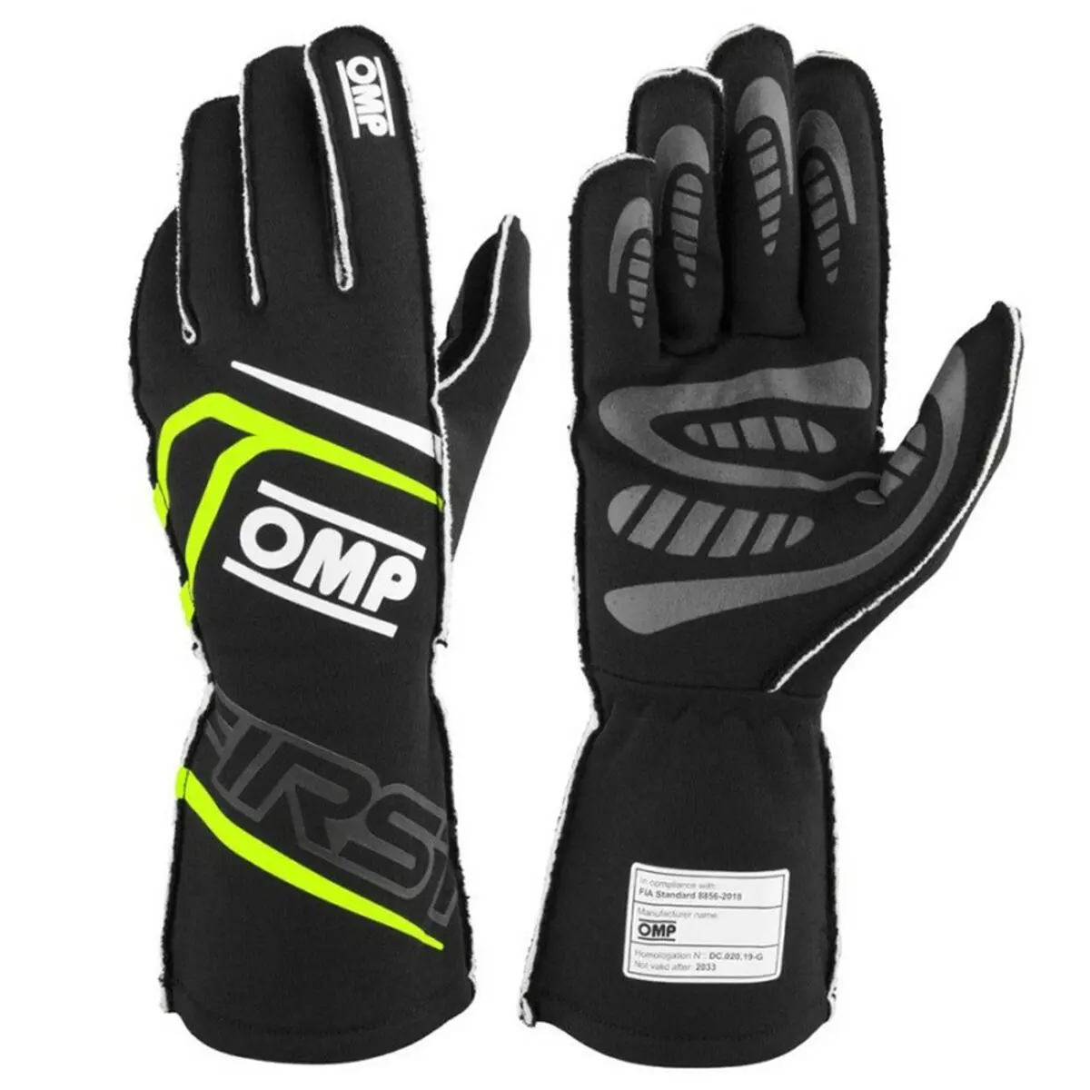 Guanti OMP OMPIB0-0776-A01-178-L Giallo Nero L FIA 8856-2018