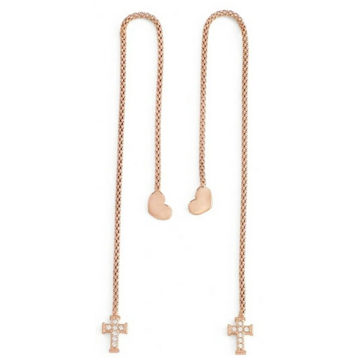 Orecchini Donna Amen CUORE CROCE CRISTALLI ROSE GOLD