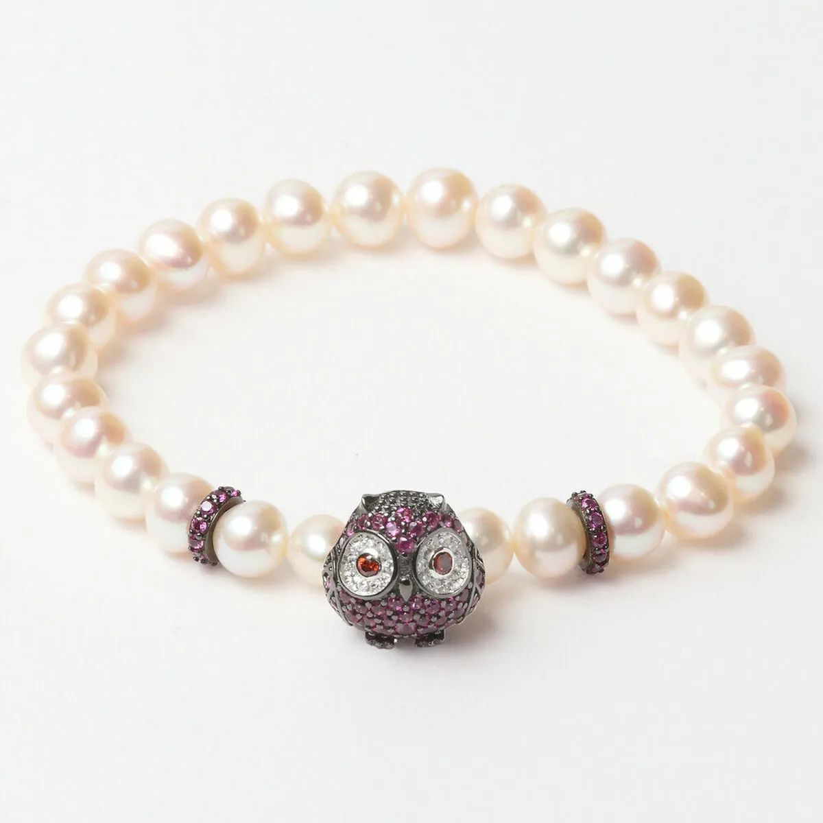 Bracciale Donna Lancaster JLA-BR-OWL-5-WH Viola Bianco Argento puro 16 mm