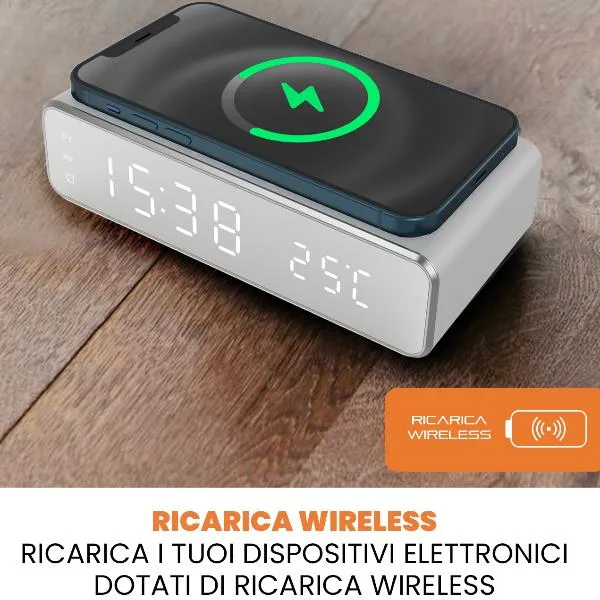 TECHMADE SVEGLIA CON QI CHARGER