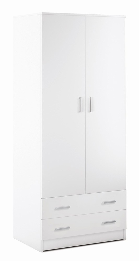 Armadio 2 ante 2 cassetti H182 L77 P52 Cm colore Bianco Liscio 456k Sarmog (1)