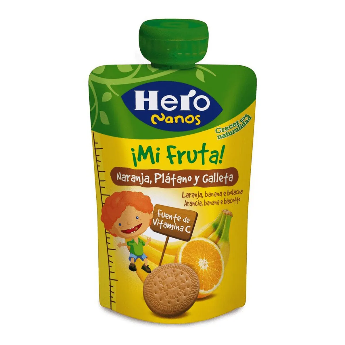 Omogeneizzato Hero ¡Mi Fruta! Pera Galleta Arancio Banana