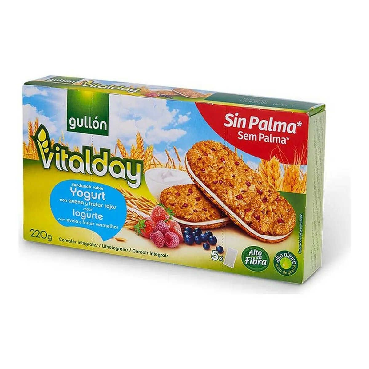 Biscotti Gullón Vitalday Sandwich Frutti rossi Yogur (220 g)