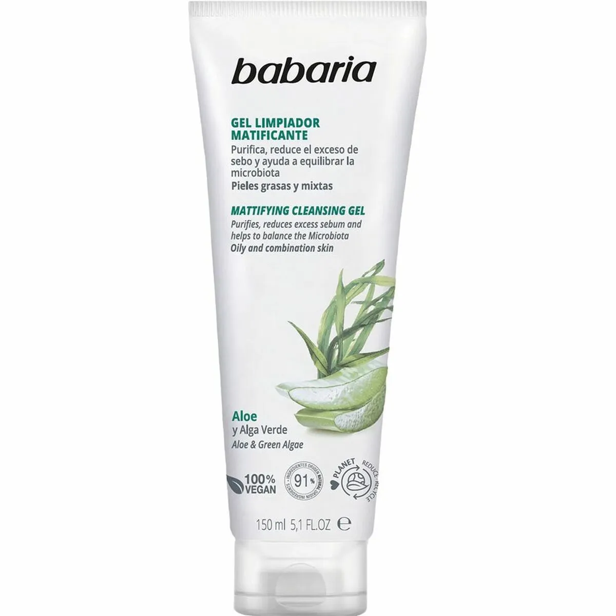 Gel Detergente Viso Babaria Aloe Vera Matificante 150 ml