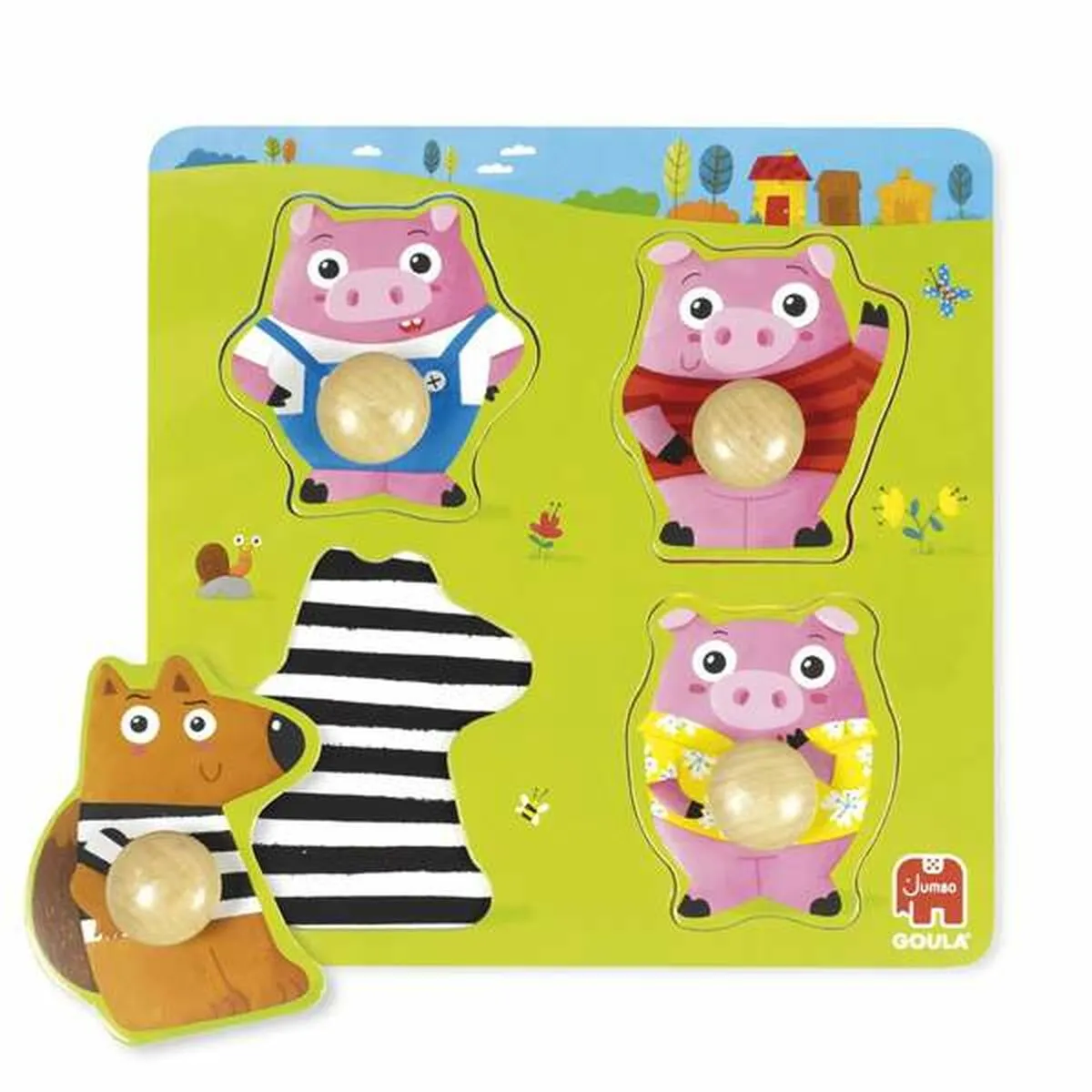 Puzzle di Legno per Bambini Goula Three Little Pigs