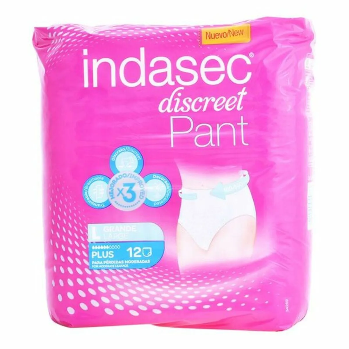 Pannolini da Incontinenza Pant Plus Talla Grande Indasec (12 uds)