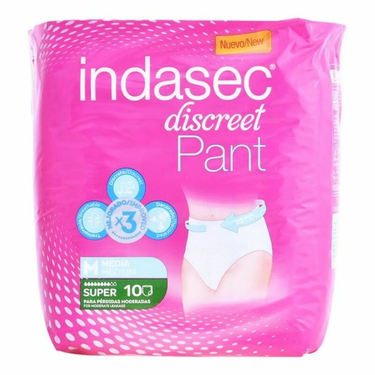 Pannolini da Incontinenza Pant Super Talla Mediana Indasec (10 uds)