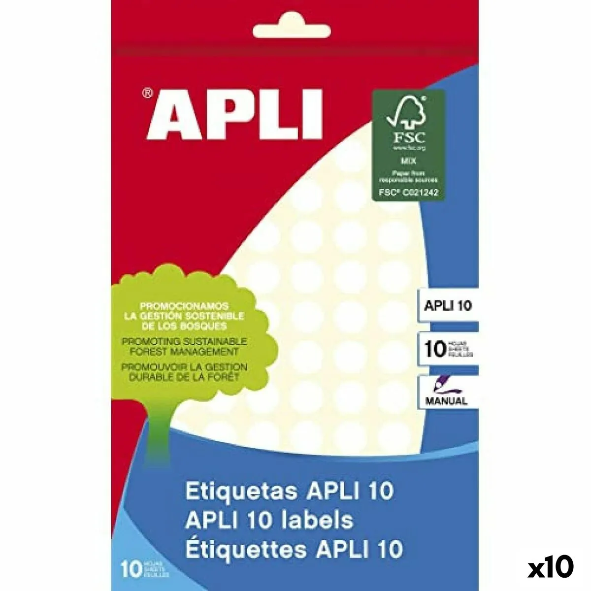 Etichette adesive Apli Bianco 10 Fogli Ø 1 cm (10 Unità)