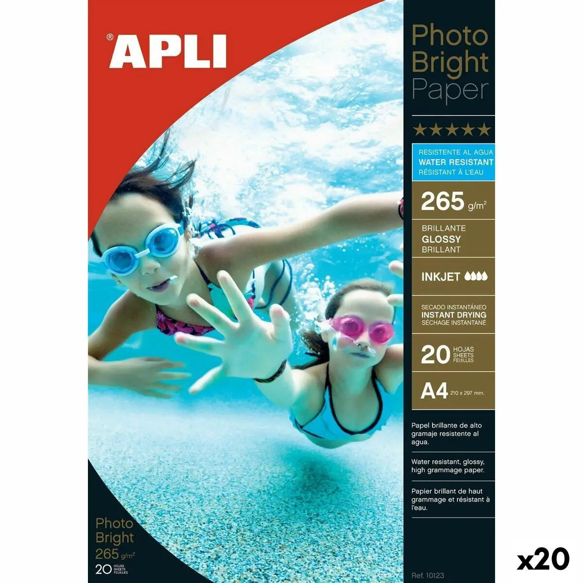 Carta Fotografica Lucida Apli Photobright Inkjet A4 100 fogli 20 Fogli