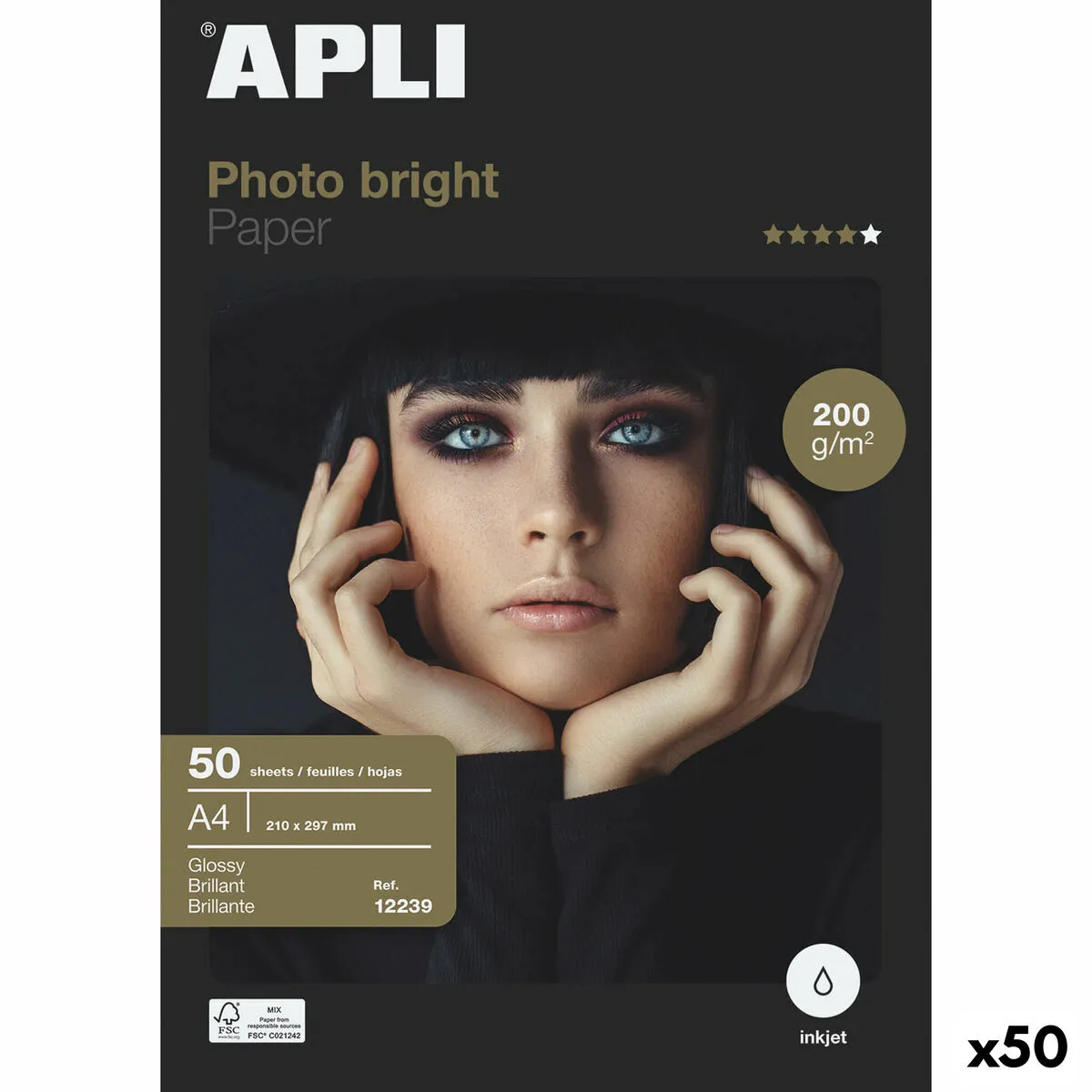 Carta Fotografica Lucida Apli Inkjet A4 100 fogli