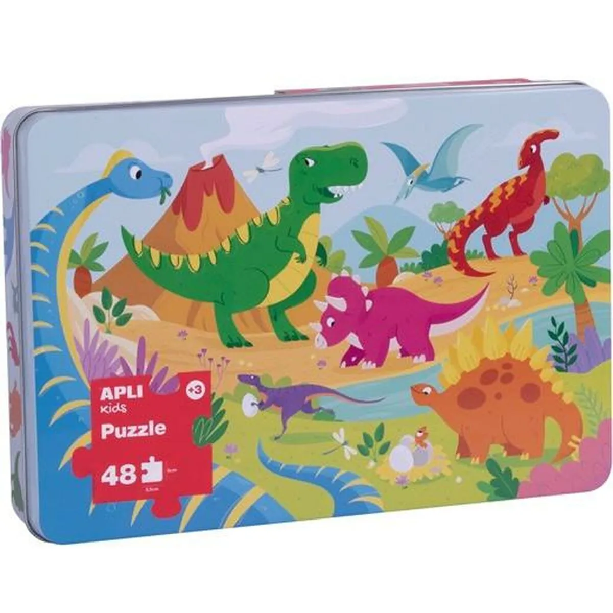 Puzzle per Bambini Apli Dinosaurs 24 Pezzi 48 x 32 cm