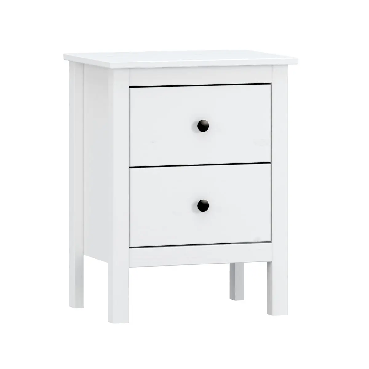 Comodino Alexandra House Living Bianco Metallo Legno di pino 48 x 62 x 36 cm 2 cassetti