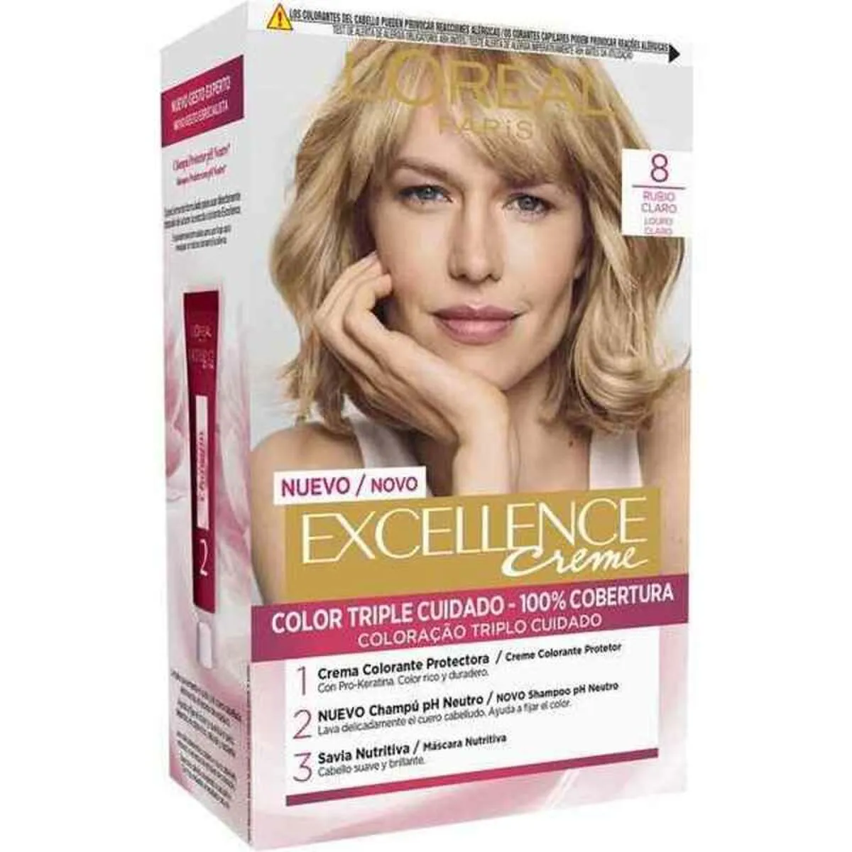 Tintura Permanente Excellence L'Oreal Make Up Biondo Chiaro Nº 8