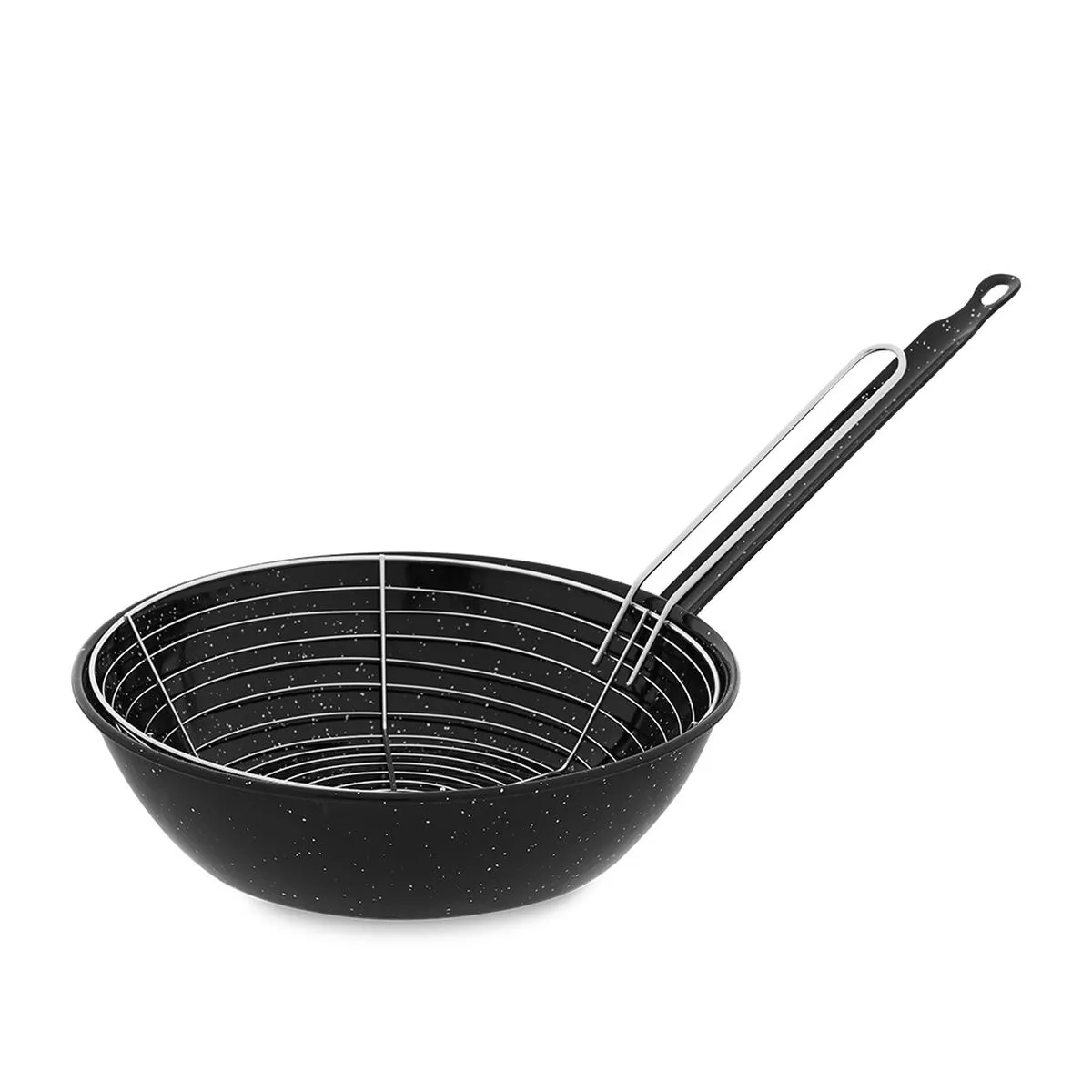 Padella per Friggere con Cestino Vaello Nero Acciaio Smaltato (Ø 28 cm)