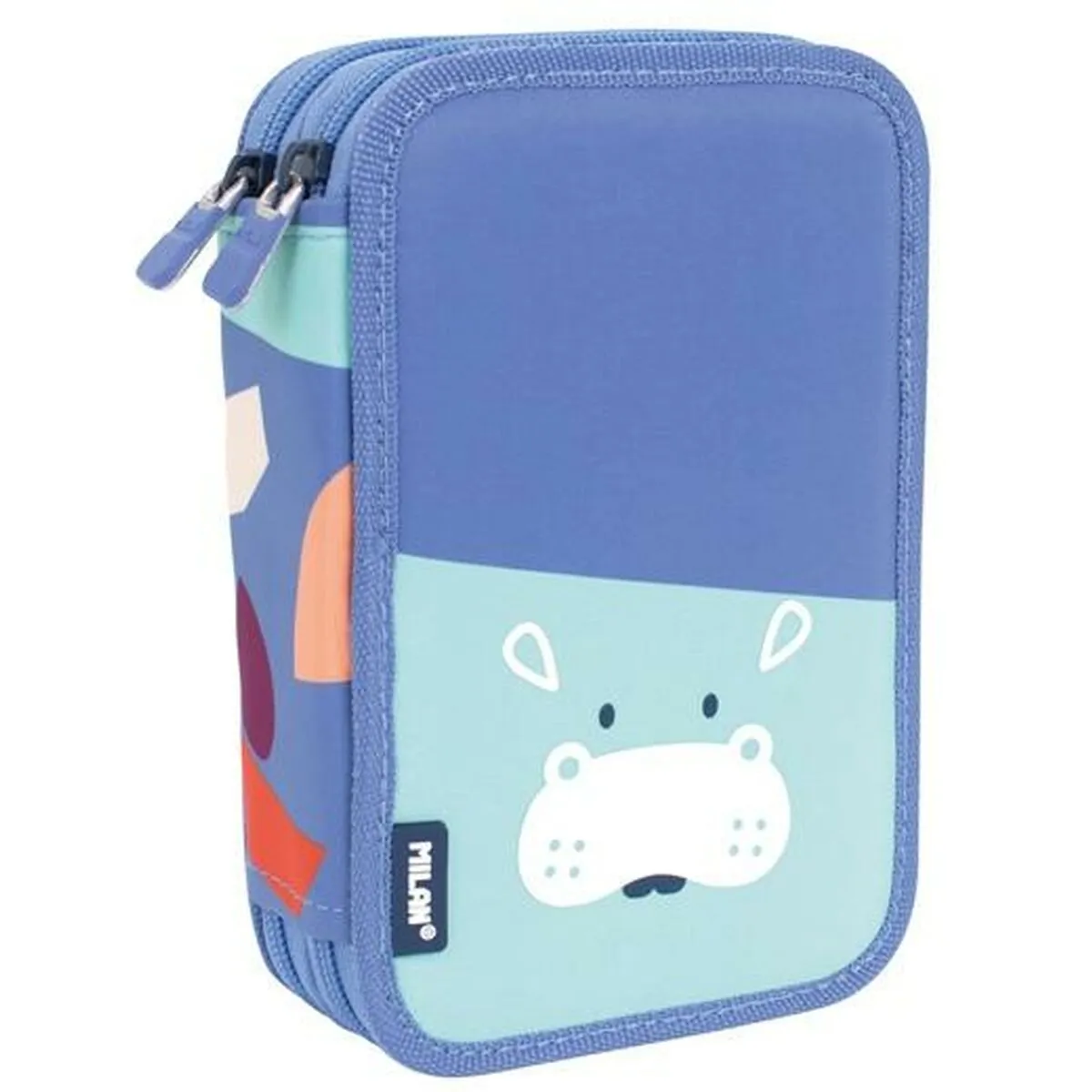 Astuccio Doppio Milan Animals Azzurro 19,5 x 13 x 5 cm