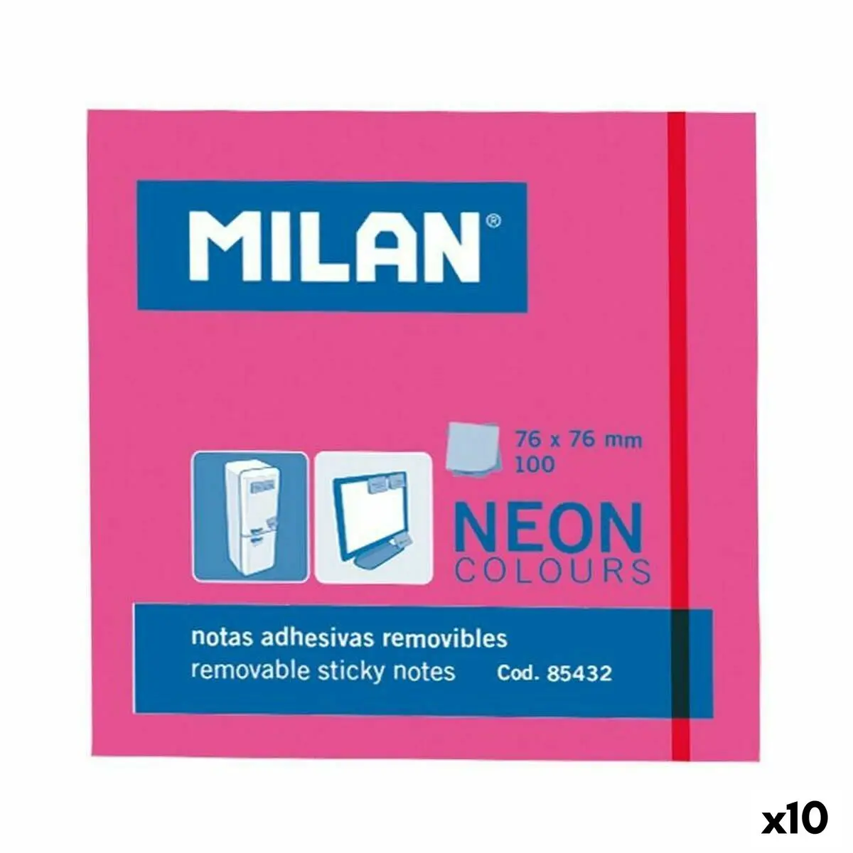 Note Adesive Milan Rosa 76 x 76 mm (10 Unità)