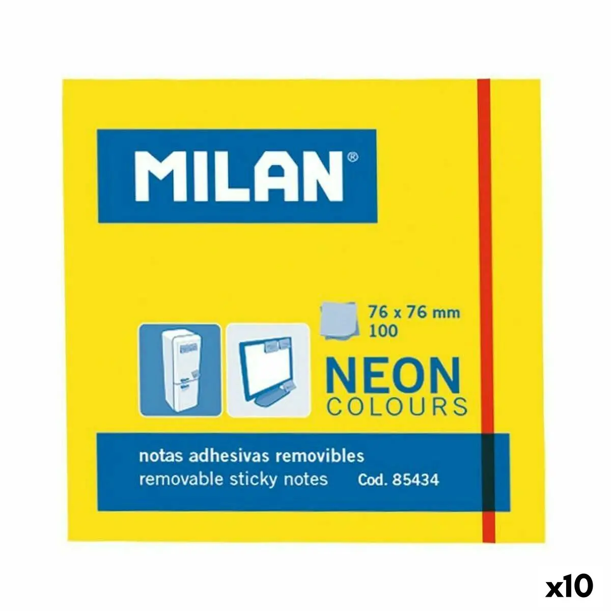 Note Adesive Milan Giallo 76 x 76 mm (10 Unità)