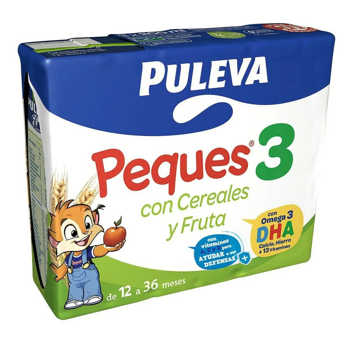 Latte per la crescita Puleva Peques 3 Cereali Frutas (3 x 200 ml)