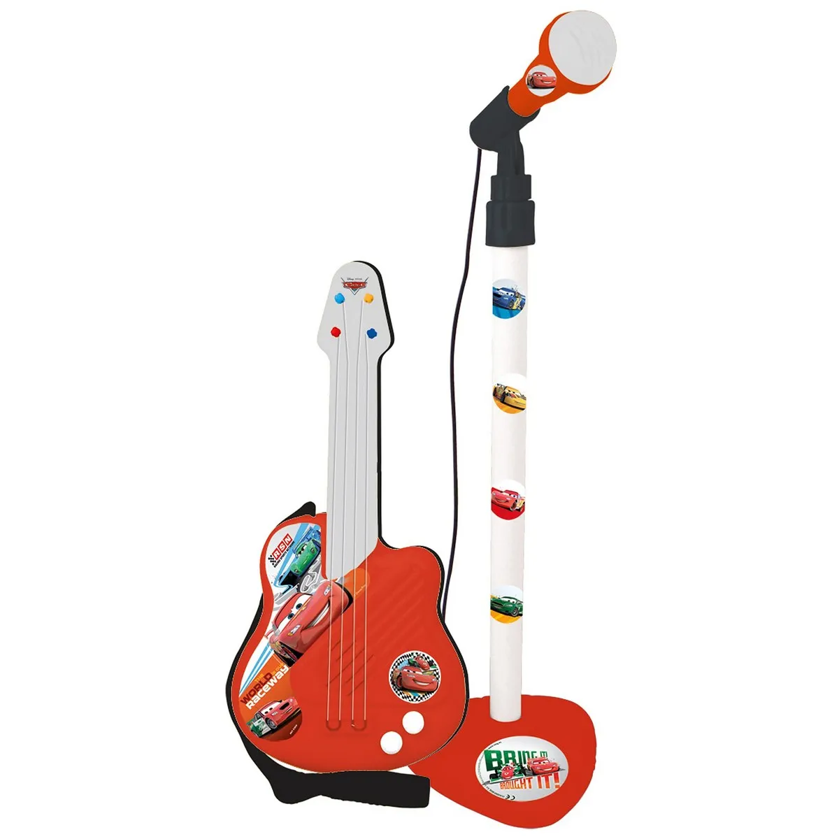 Giocattolo Musicale Cars Microfono Chitarra da Bambino Rosso