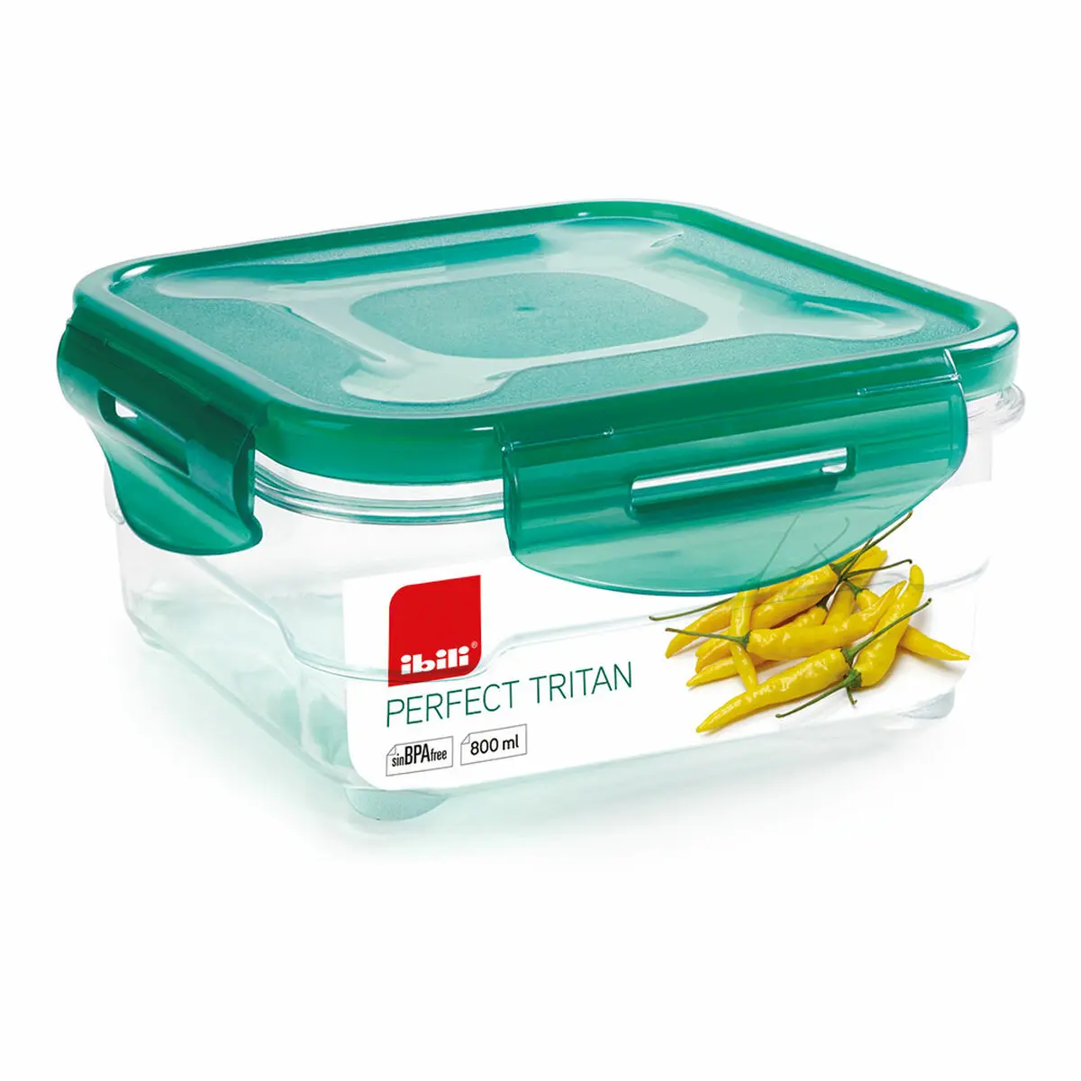 Porta pranzo Ermetico Ibili 790408 Cristallo 800 ml 15,5 x 15,5 x 7 cm Verde