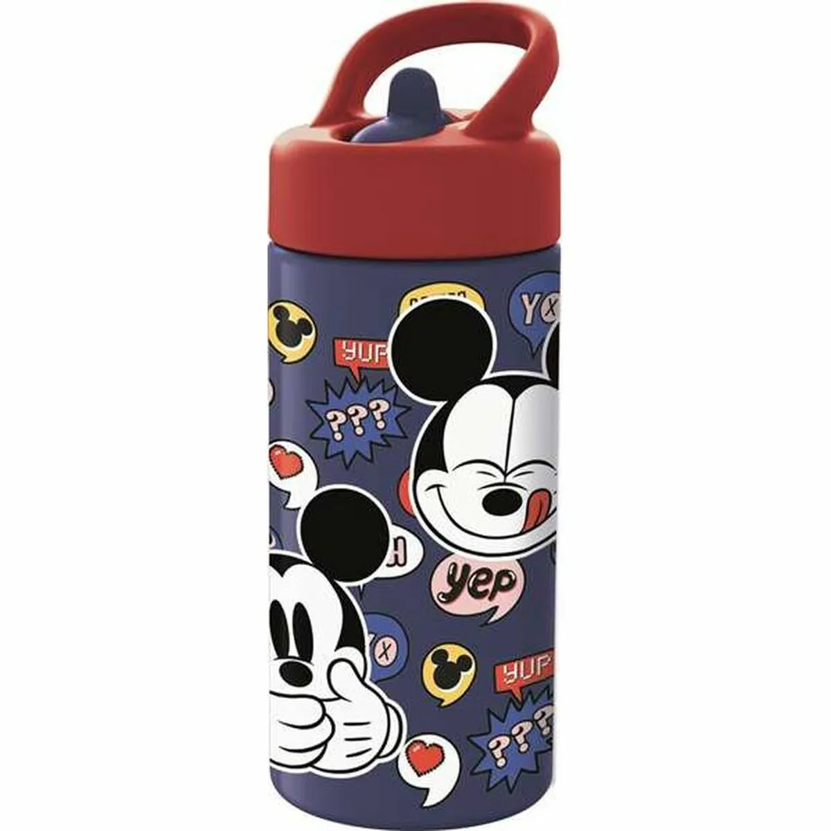 Bottiglia d'acqua Mickey Mouse Happy Smiles Rosso Azzurro (410 ml)