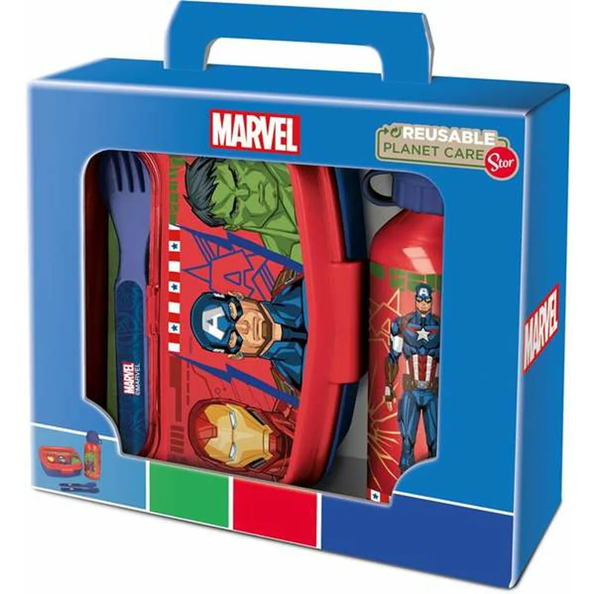 Set da picnic The Avengers Invincible Force 400 ml Posate Piastra Grill Elettrica Bottiglia Alluminio