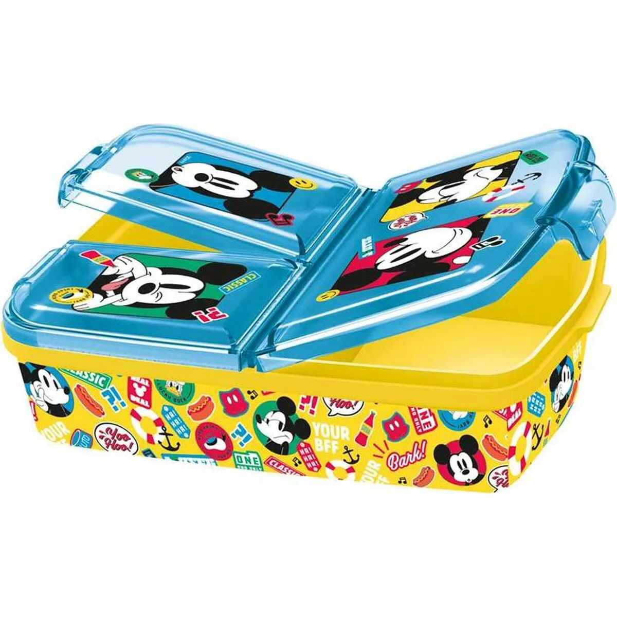 Contenitore a Scomparti Mickey Mouse Fun-Tastic 19,5 x 16,5 x 6,7 cm polipropilene