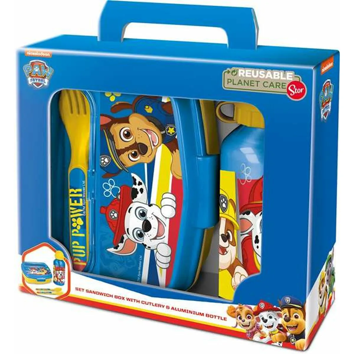 Set da picnic The Paw Patrol Pup Power 400 ml Posate Piastra Grill Elettrica Bottiglia Alluminio