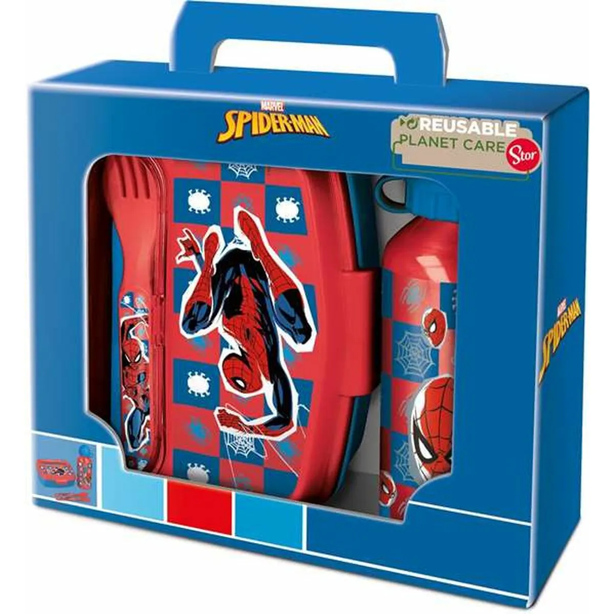 Set da picnic Spider-Man Midnight Flyer 400 ml Posate Piastra Grill Elettrica Bottiglia Alluminio