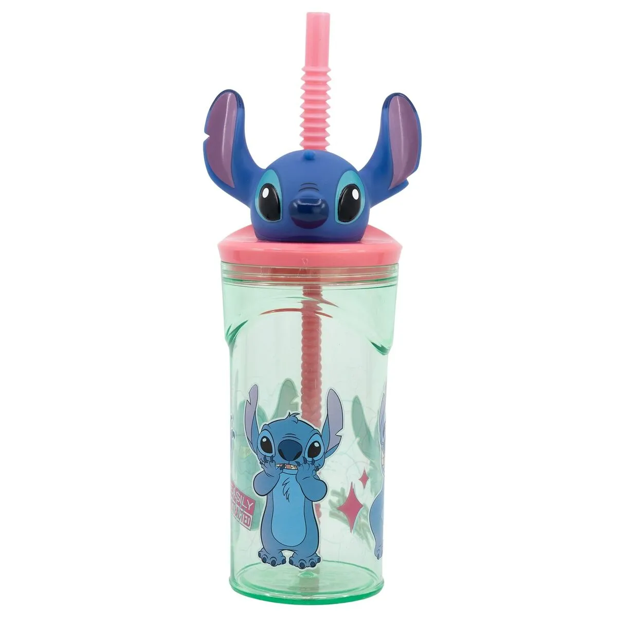 Bicchiere con Cannuccia Stitch Flowers 3D 360 ml