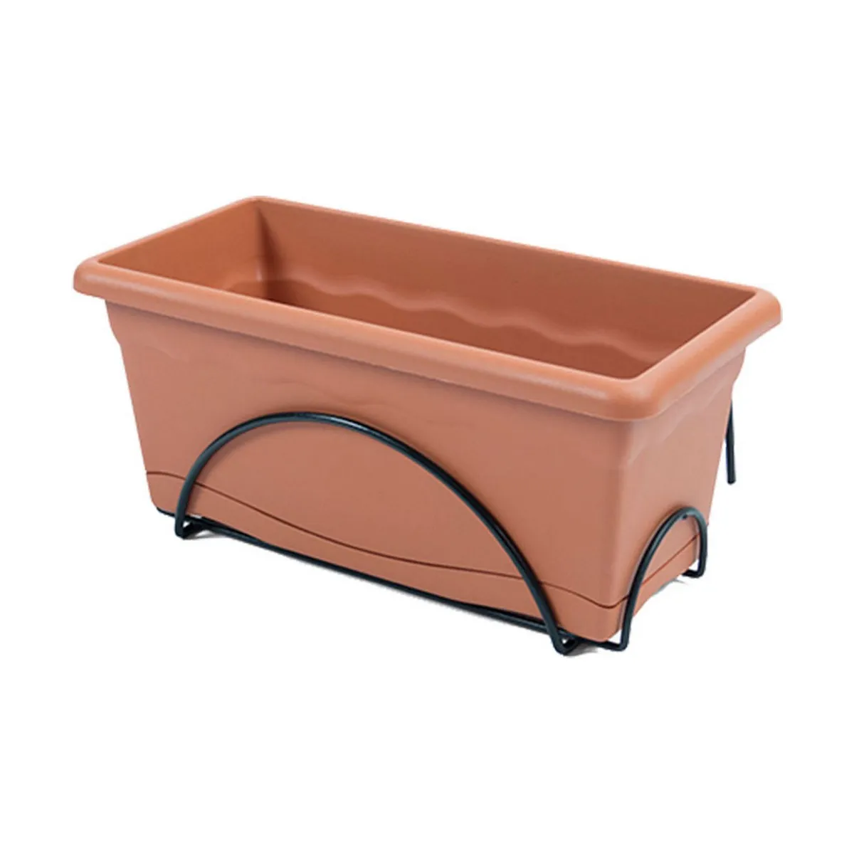 Vaso da Balcone con Piatto Plastiken Terracotta polipropilene (60 x 24 cm)