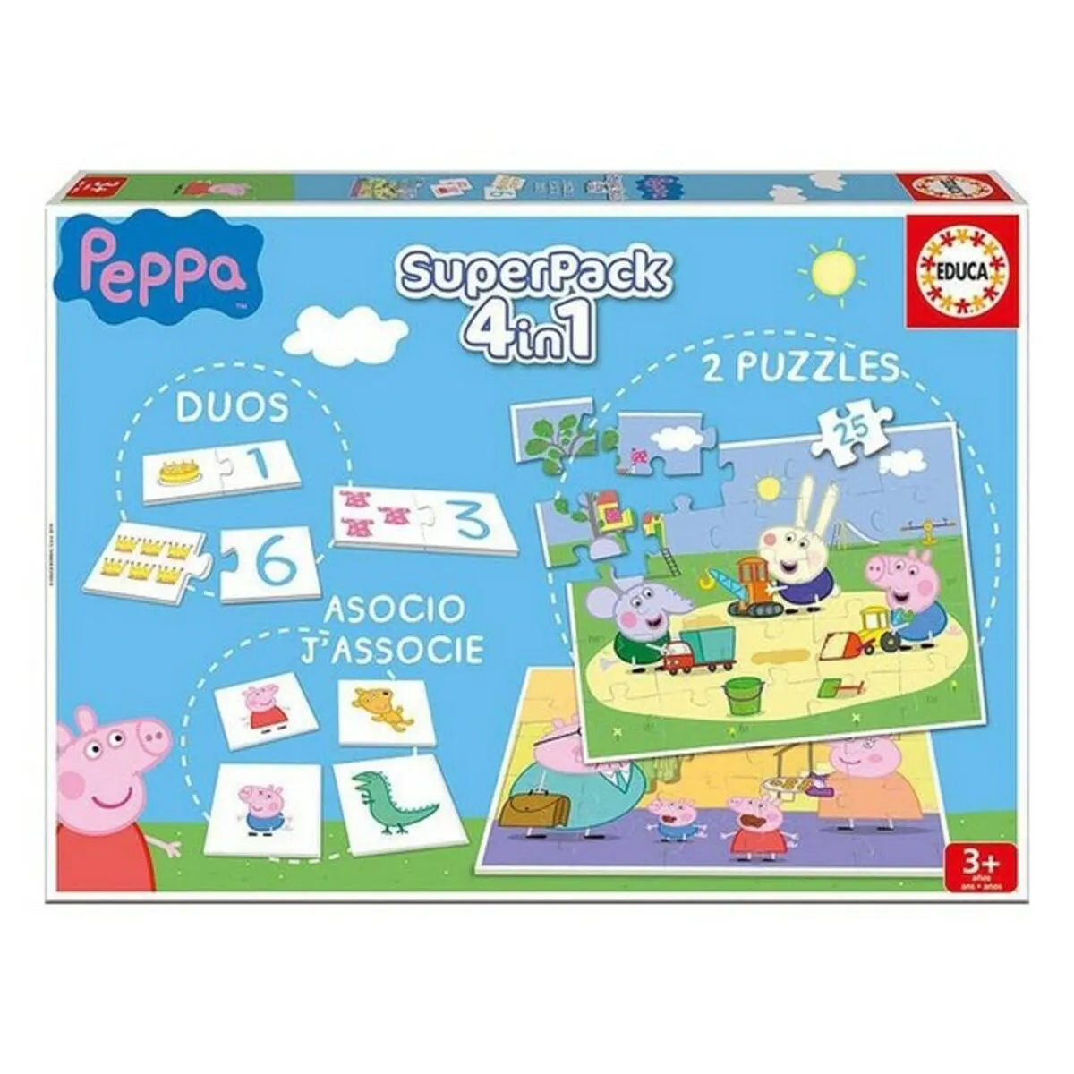 Gioco Educativo Peppa Pig SuperPack 4 in 1 Educa Multicolore (Spagnolo)