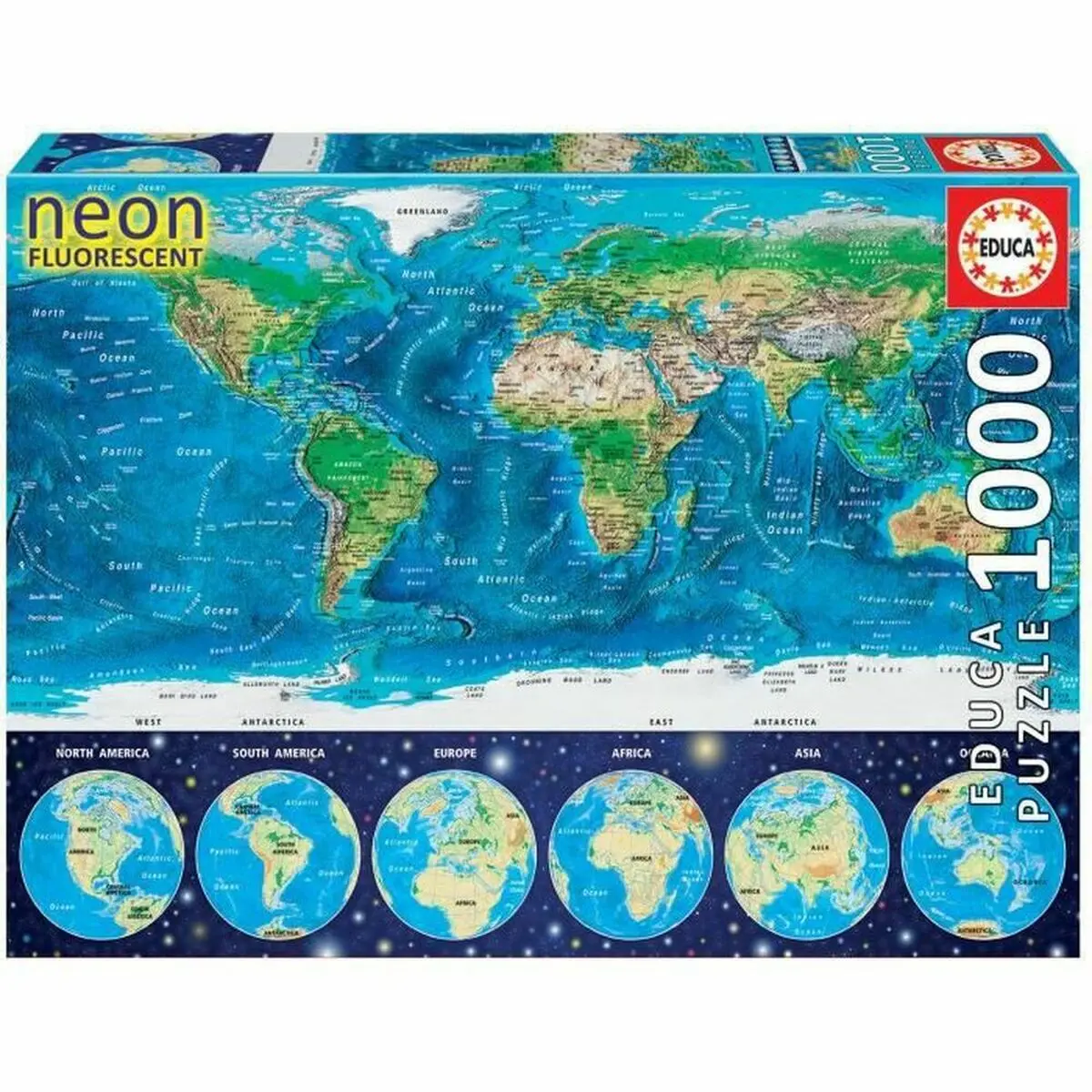 Puzzle Educa World Map Neon 16760.0 1000 Pezzi