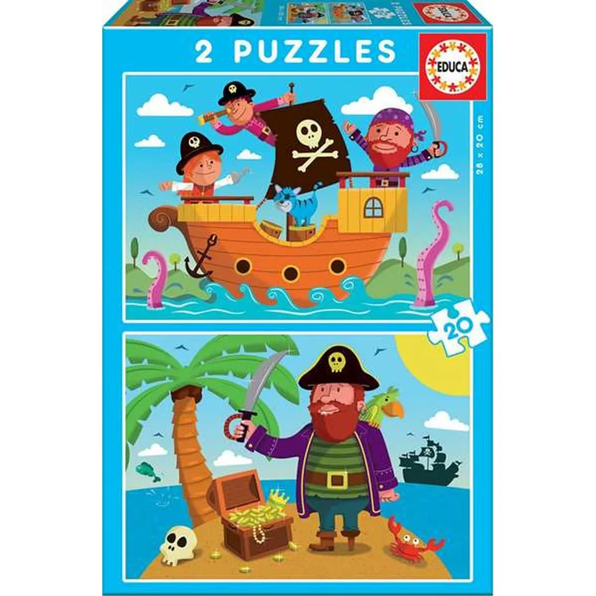 Set di 2 Puzzle Educa 20 Pezzi Pirati