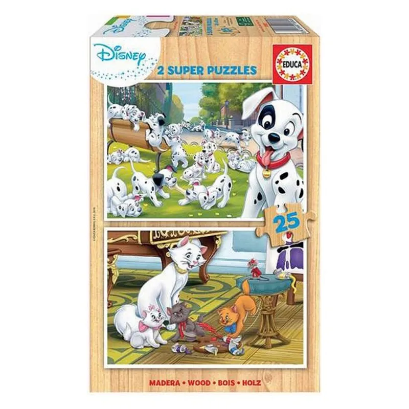 Set di 2 Puzzle Disney Dalmatians + Aristochats 25 Pezzi