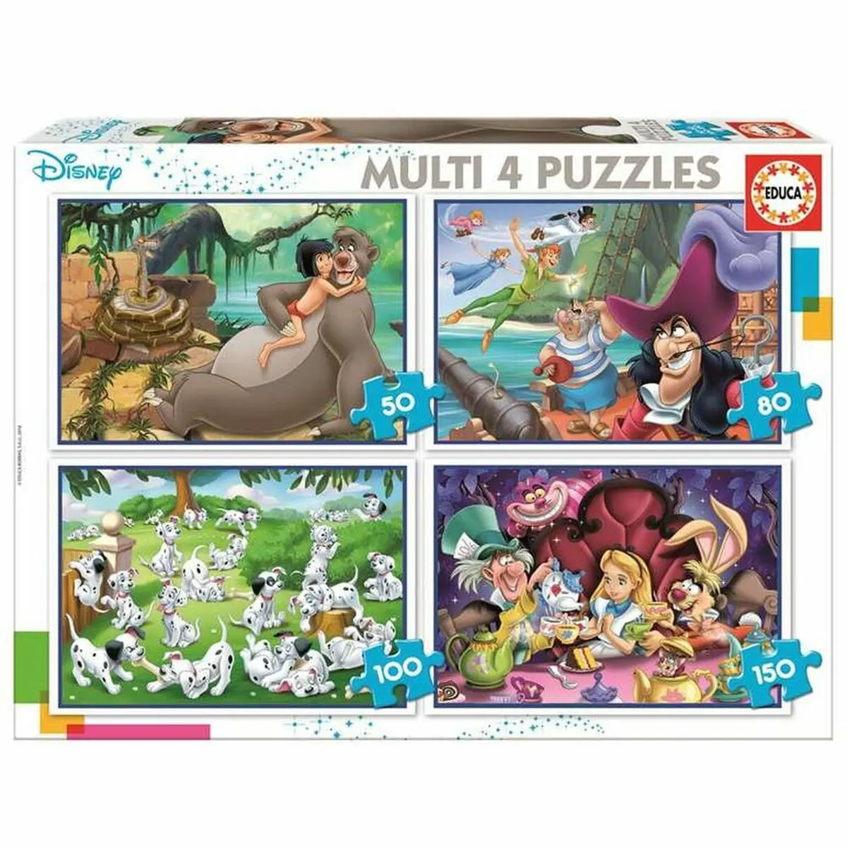 Puzzle Educa Disney Aladdin, Jungle Book, Alicia, Peter Pan (380 pcs)