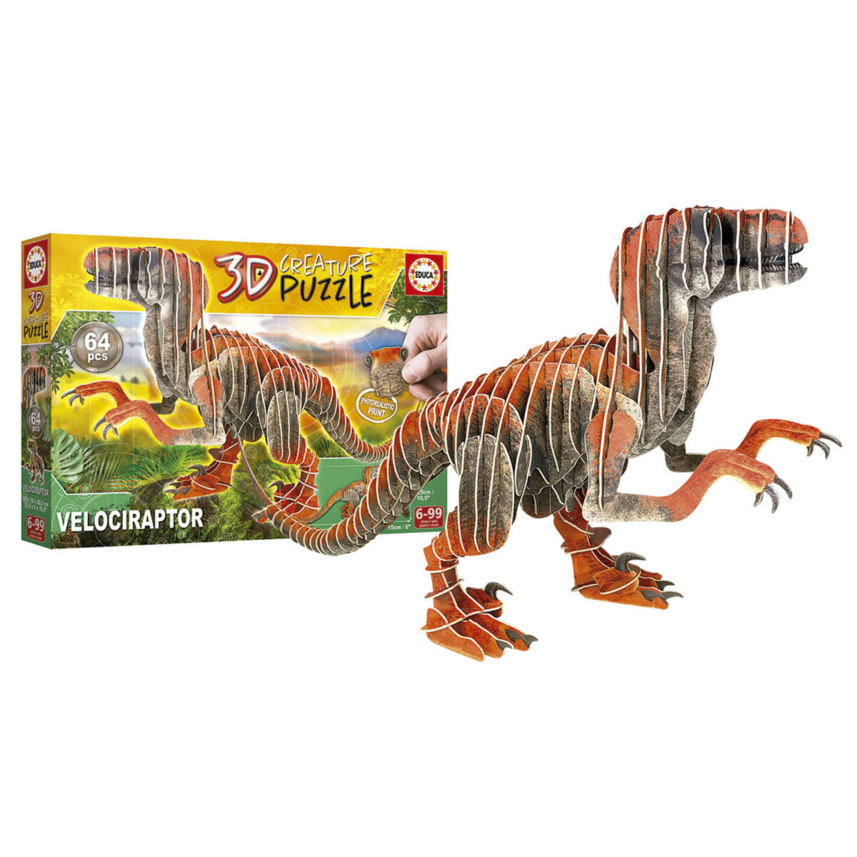 Puzzle Educa Velociraptor 3D 58 Pezzi