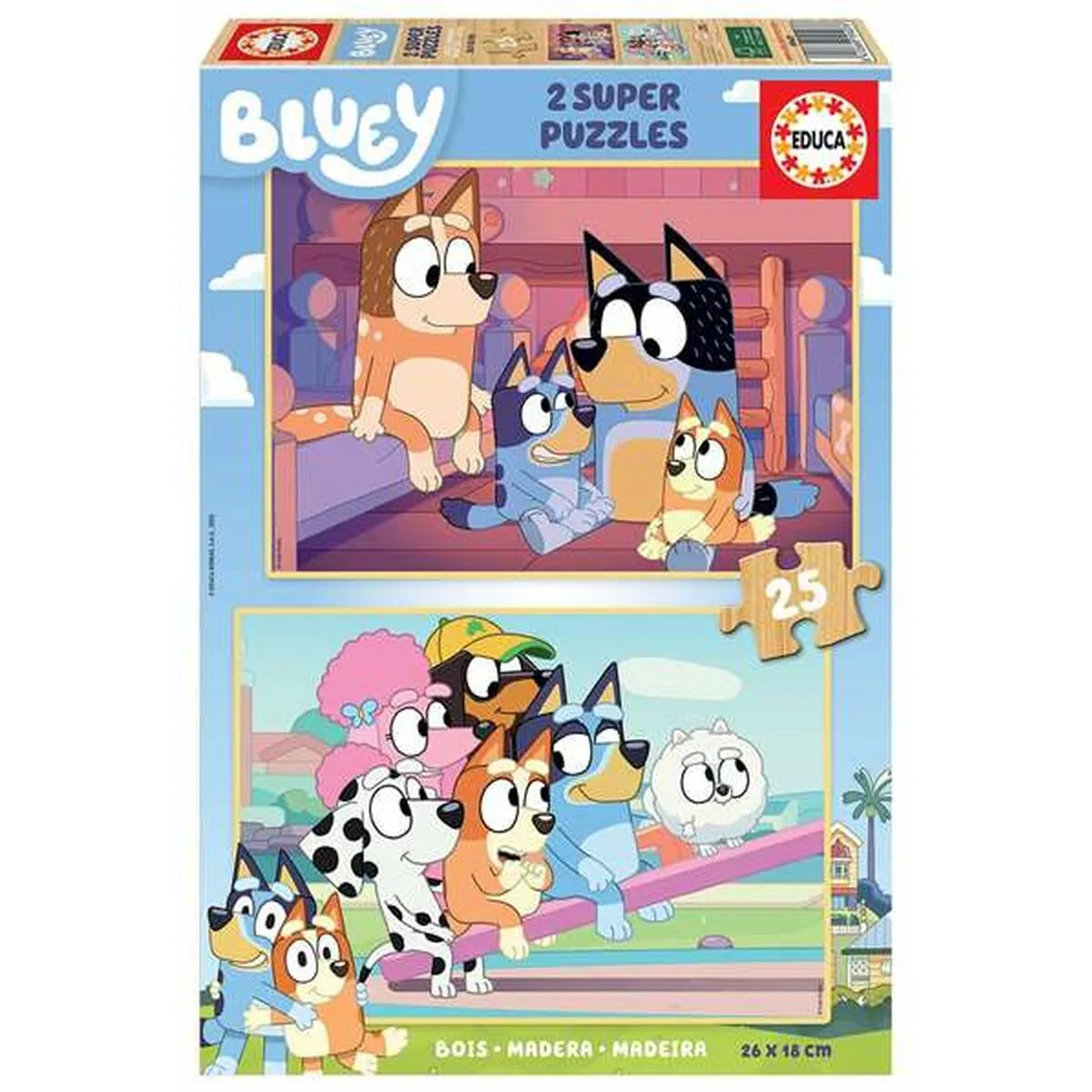 Set di 2 Puzzle Bluey 25 Pezzi