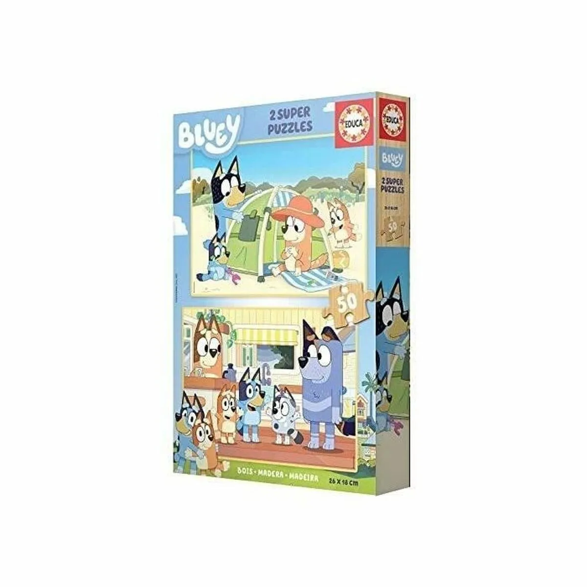 Set di 2 Puzzle Bluey Legno 50 Pezzi