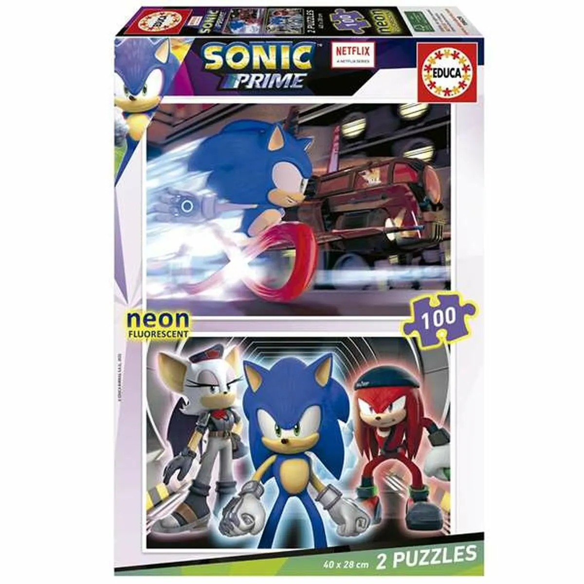 Set di 2 Puzzle Educa Neon Sonic 100 Pezzi