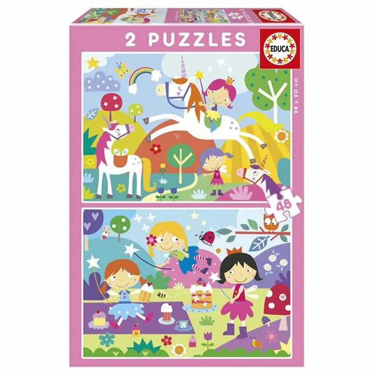 Set di 2 Puzzle Educa Fantasy world 48 Pezzi