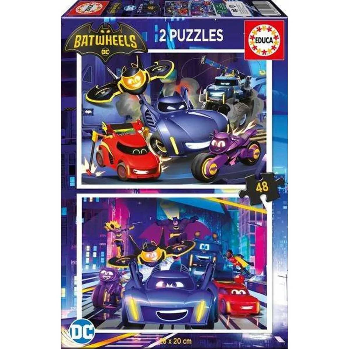 Set di 2 Puzzle Educa  Batwheels