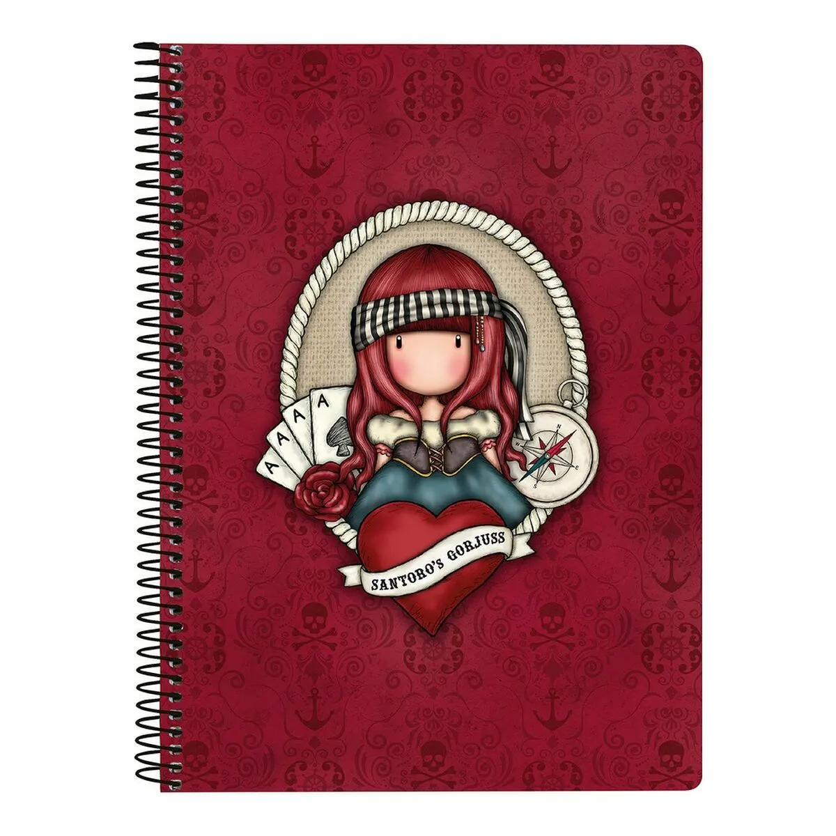 Quaderno con Anelli Gorjuss Mary rose Nero Rosso Granato A5 80 Pagine