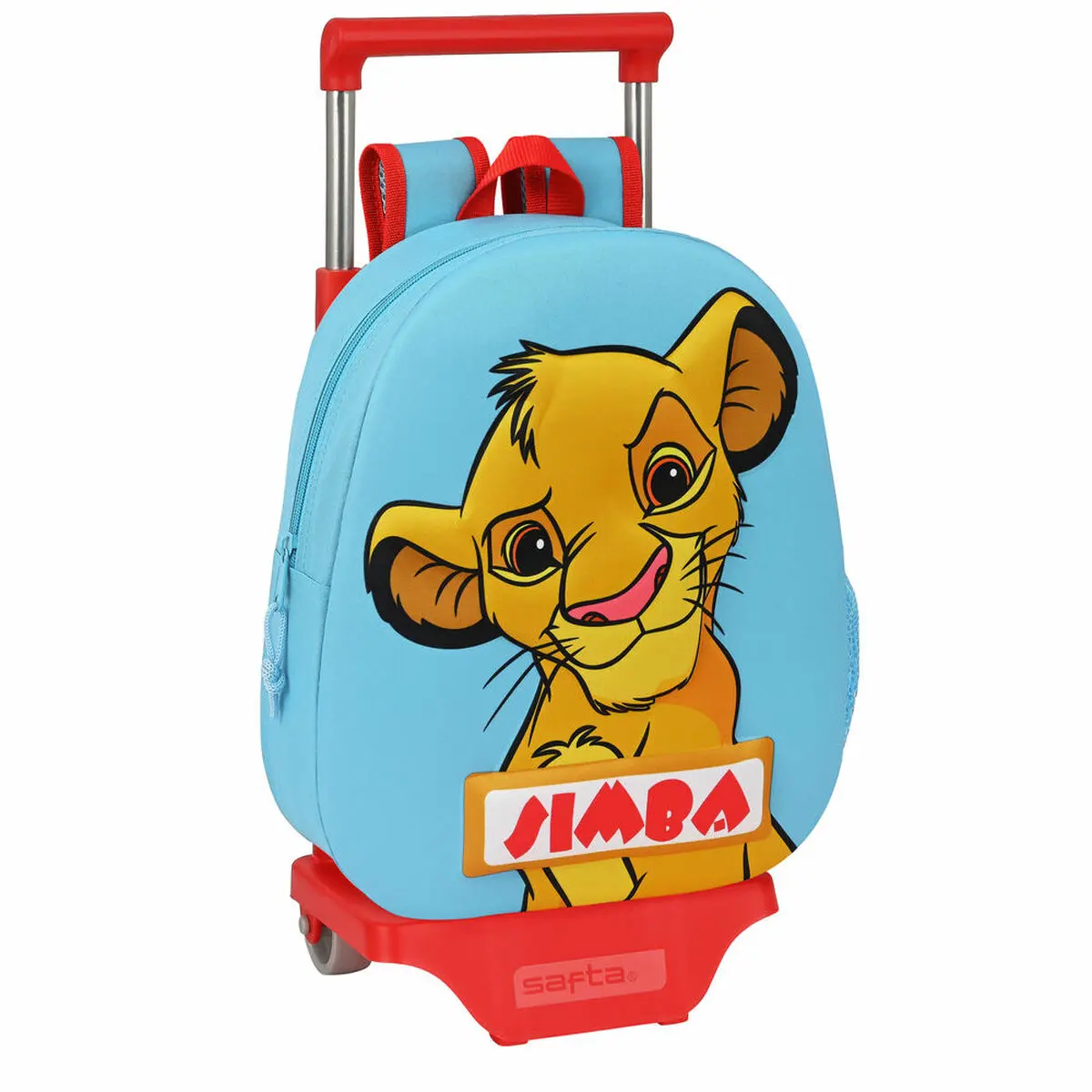 Trolley per la Scuola 3D The Lion King Simba Rosso Azzurro Chiaro (28 x 10 x 67 cm)