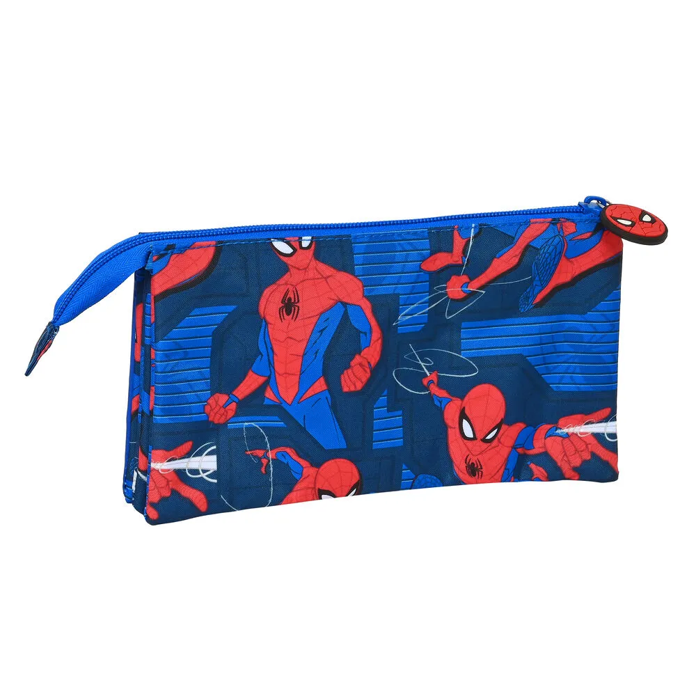 Astuccio Scuola Spiderman Great power 22 x 12 x 3 cm Azzurro Rosso