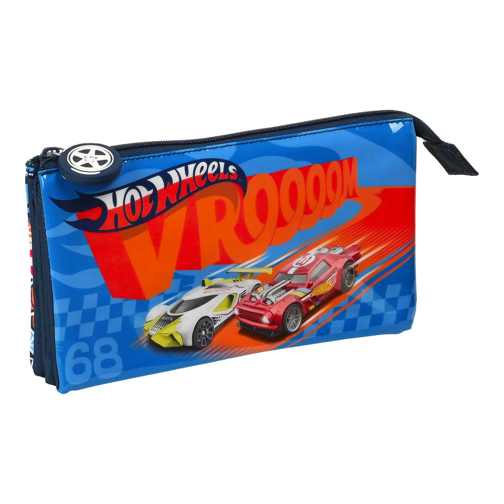 Astuccio Scuola Hot Wheels Challenge Multicolore Blu Marino (22 x 12 x 3 cm)