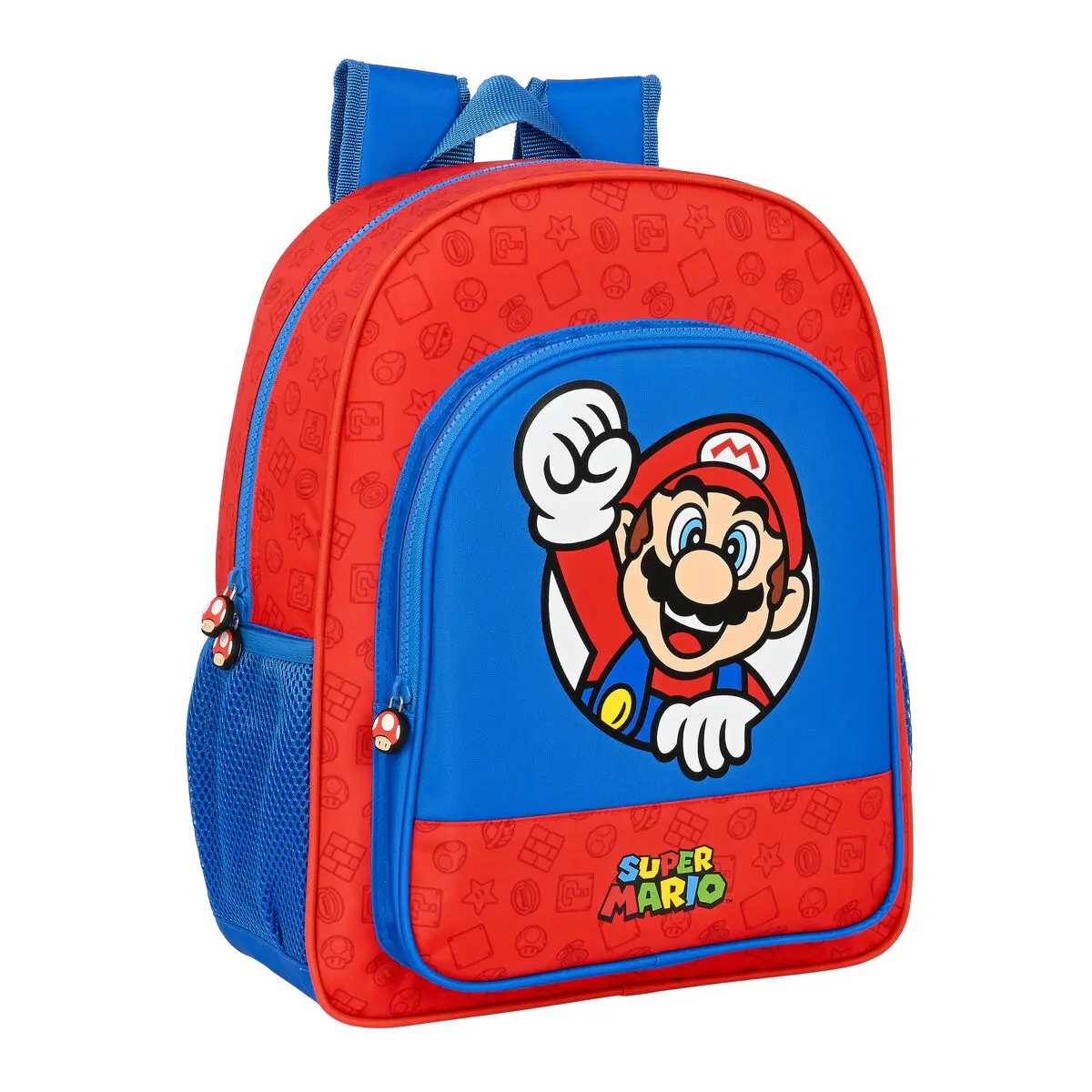 Zaino Scuola Super Mario Azzurro Rosso 32 X 38 X 12 cm