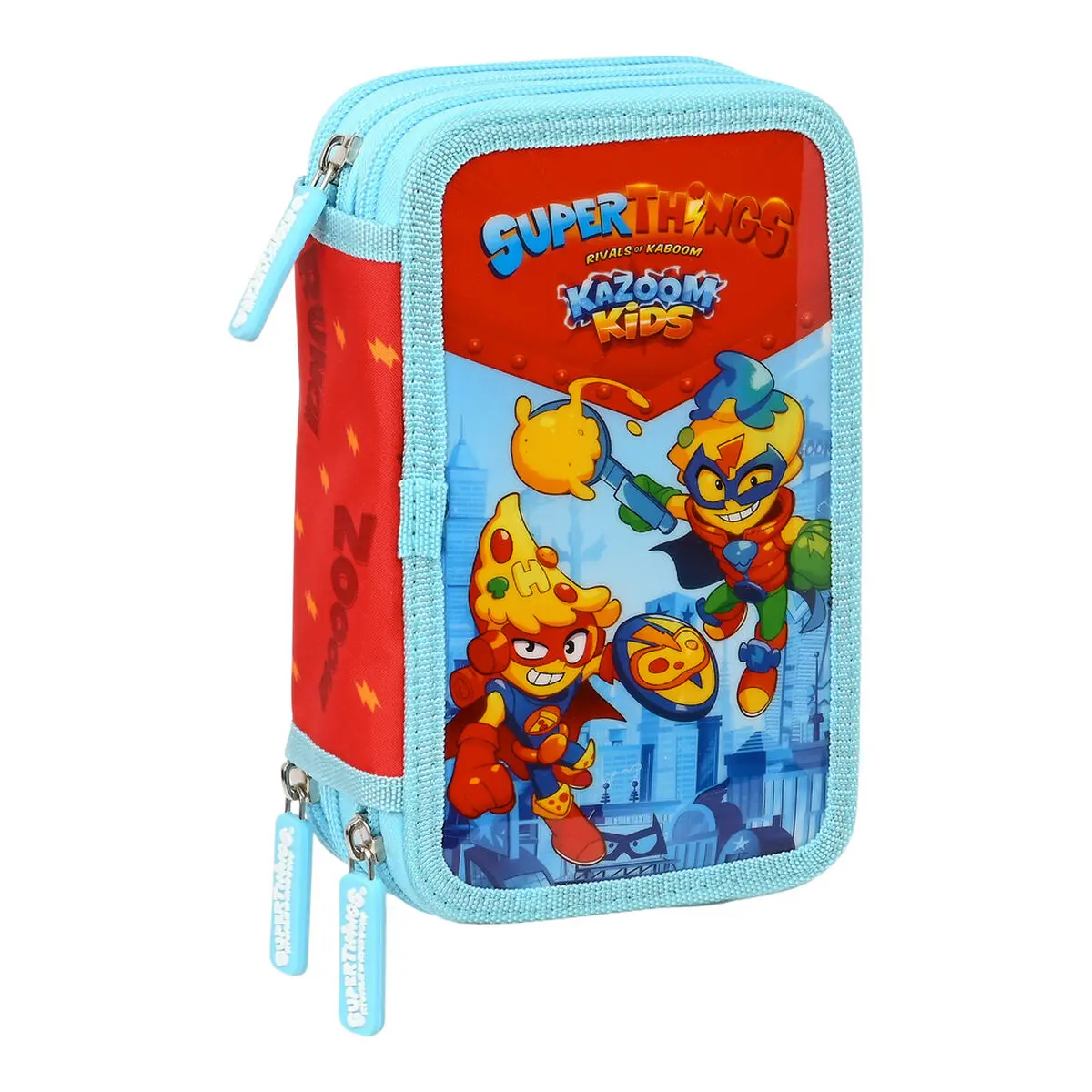 Plumier Triplo SuperThings Kazoom Kids Rosso Azzurro Chiaro (12.5 x 19.5 x 5.5 cm) (36 Pezzi)